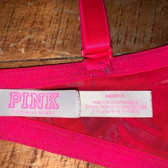 Victoria’s Secret red tropical flower 34DD wear everywhere lightly lined Demi br - Picture 3 of 3